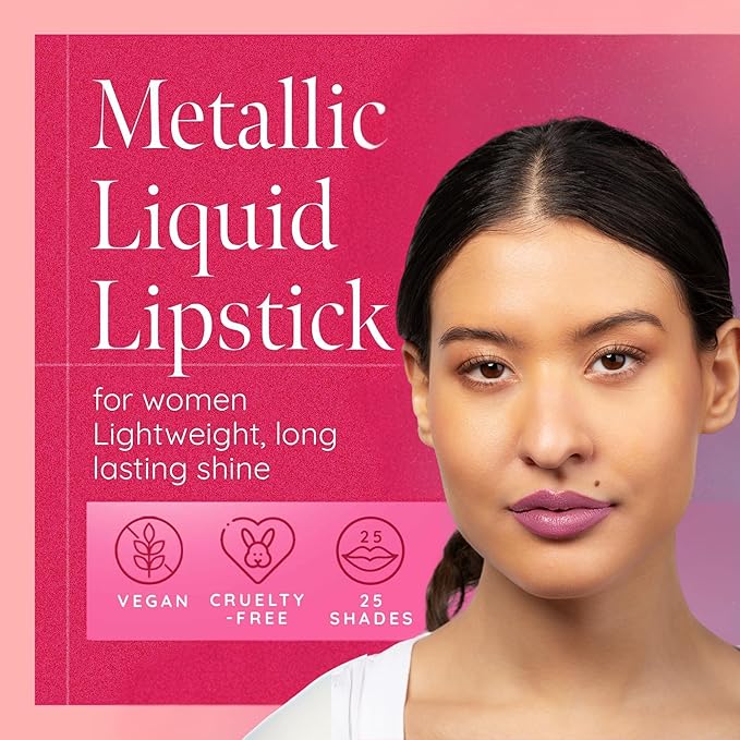 Aromi Cotton Candy Metallic Matte Liquid Lipstick - Rosy Pink Shade