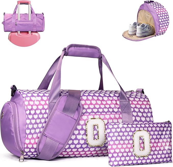 Vogewood Initial Dance Recital Gifts for Girls,Kids Glitter Travel Bag