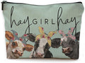 NEGIGA Small Travel Makeup Bag, Mini Cute Cow Print Makeup Bag for Purse, Small Toiletry Bags for Women, Western Gifts for Women, Cow Gifts for Cow Lovers/Cowgirls - Green