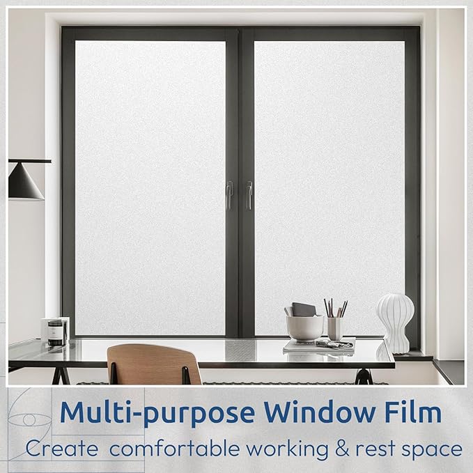rabbitgoo Frosted Glass Window Privacy Film, No Glue, White, 11.8" x 78.7"