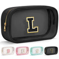 YOOLIFE Birthday Gifts for Girls Kids Makeup Bag Organizer Clear Toiletry Bags for Traveling Women Cosmetic Bags with Zipper Birthday Gifts for 3 4 5 6 7 8 9 10 11 12 13 Year Old Girls Black Initial L