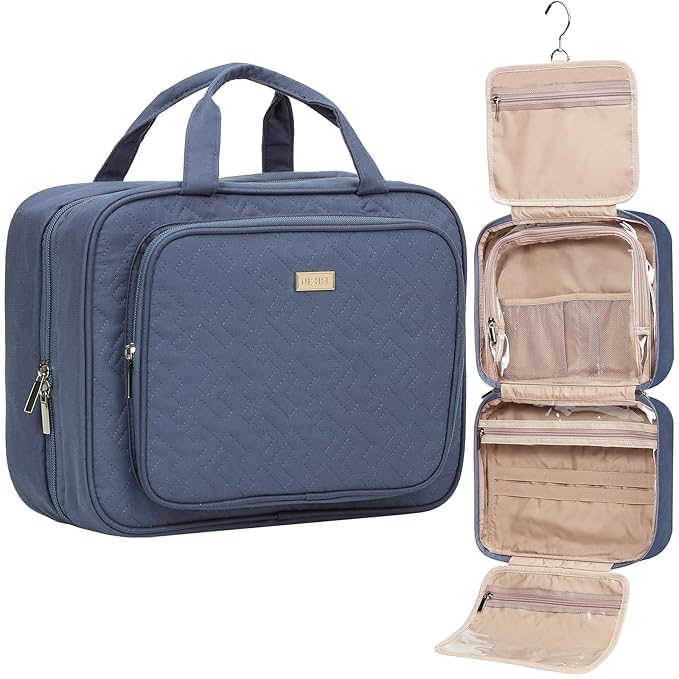 NISHEL Travel Toiletry Bag for Women Hanging Organizer Makeup Case Pockets