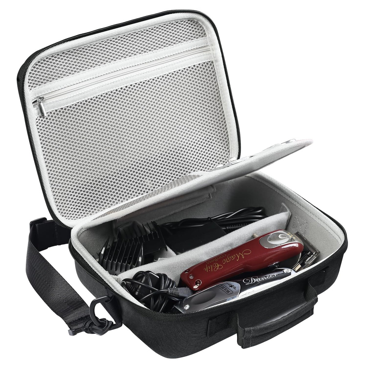 Luxtude Large Barber Case, Hard Barber Bags for Clippers and Supplies, Travel Hair Clipper Case, Clipper and Trimmer Cases with Shoulder Strap, Easy Carrying