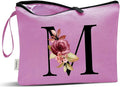 Vavabox A-Z Personalized Makeup Bag, Birthday Gifts for Women Mom, Gifts for Best Friend, Bride Bridesmaid Cosmetic bag (M, 07-Purple)