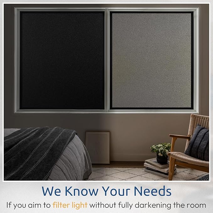 rabbitgoo Static Cling Privacy Film for Glass Windows, Taupe 29.5" x 78.7"