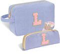 Sernaxi Personalized Initial Makeup Bag Trendy Stuff Corduroy Cosmetic Bag Travel Toiletry Bag, Valentine’s Day Gift Makeup Organizer Case & Makeup Pouch for Women Teen Girls Mom Girlfriend Wife