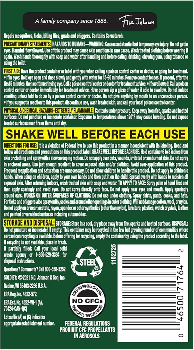 OFF! Deep Woods Insect Repellent Aerosol, Dry, Non-Greasy Formula, Bug Spray with Long Lasting Protection from Mosquitoes and Ticks, 4 Oz, (Pack of 4)