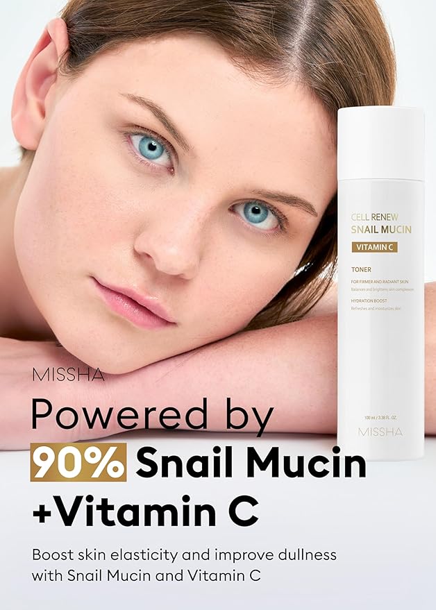 MISSHA Cell Renew Snail Mucin Vitamin C Toner Korean Skincare 5.07 oz