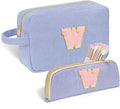 Sernaxi Personalized Initial Makeup Bag Trendy Stuff Corduroy Cosmetic Bag Travel Toiletry Bag, Valentine’s Day Gift Makeup Organizer Case & Makeup Pouch for Women Teen Girls Mom Girlfriend Wife