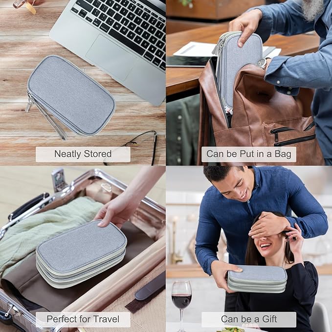 FYY Electronic Organizer, Travel Tech Pouch Bag, Cable Organizer Light Grey