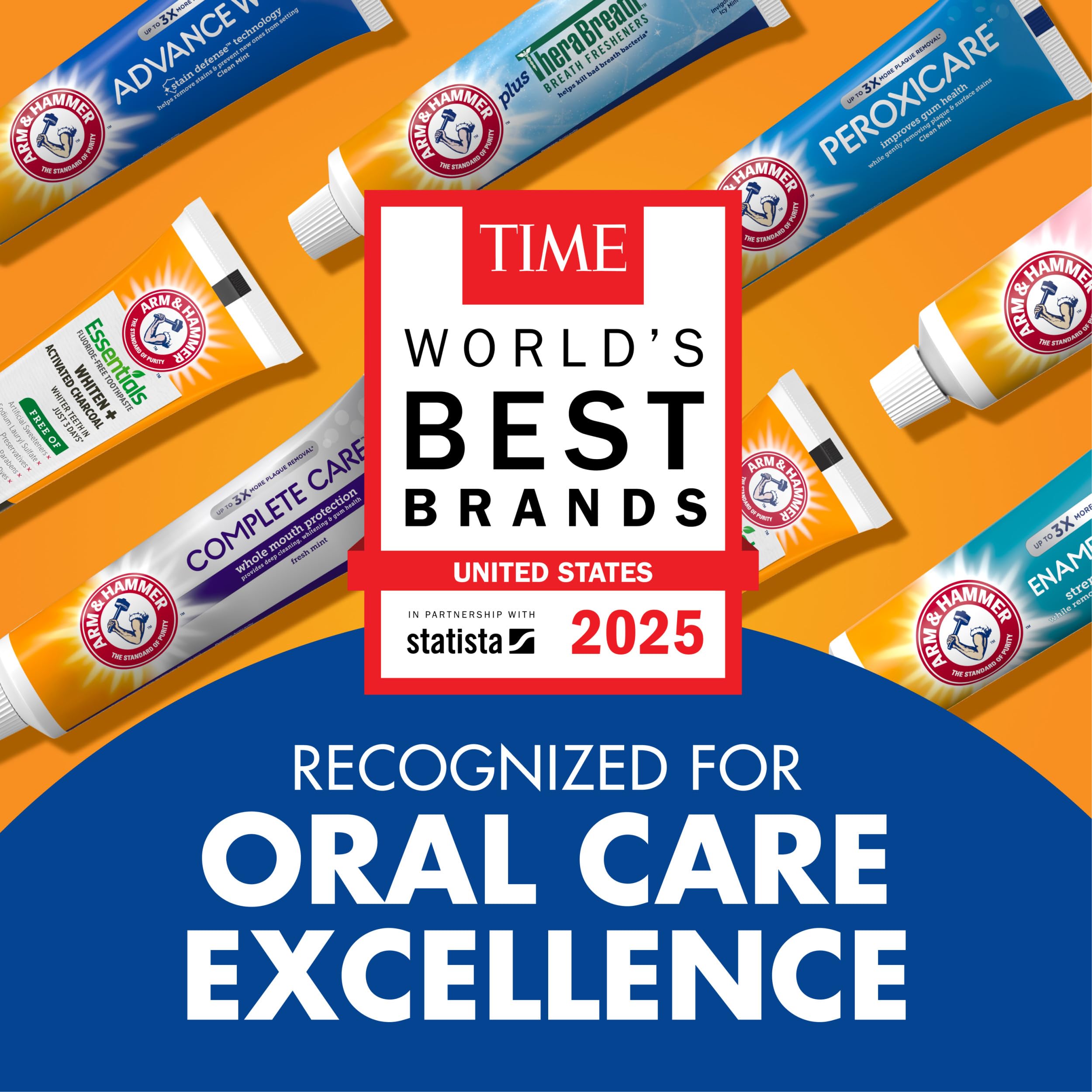 ARM & HAMMER Essentials Fluoride-Free Toothpaste, Whitening + Activated Charcoal Toothpaste, 4 Pack of 4.3oz Tubes, Clean Mint, 100% Natural Baking Soda