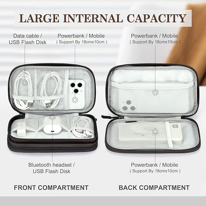 FYY Electronic Organizer, Travel Tech Pouch Bag, Medium, Coffee