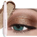 Wugbc Eyeshadow Stick, Bronze Shimmer Cream Eyeshadow Long-Lasting Crease-Proof Glitter Eye Shadow Eyeliner Pencil High Pigmented Neutral Highlighter Makeup with Blending Brush & Built-in Sharpener