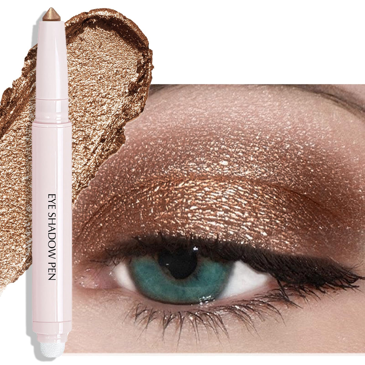Wugbc Eyeshadow Stick, Caramel Matte Cream Eyeshadow Long-Lasting Crease-Proof Neutral Eye Shadow Eyeliner Pencil High Pigmented Highlighter Makeup Crayon with Blending Brush & Built-in Sharpener