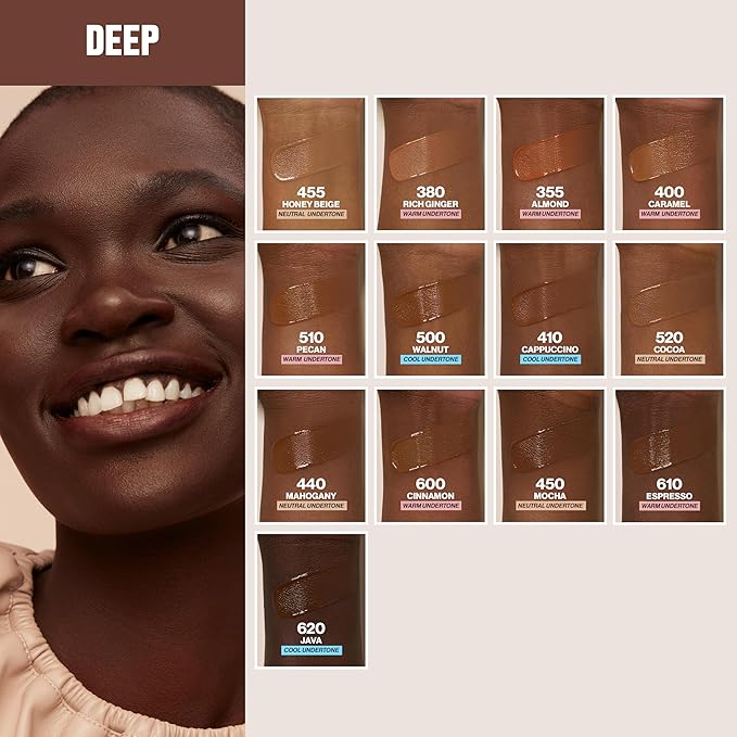 Revlon Liquid Foundation, ColorStay Face Makeup for Combination & Oily Skin, SPF 15, Medium-Full Coverage with Matte Finish, Cappuccino (410), 1.0 Oz