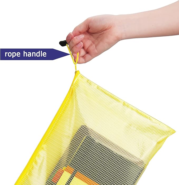 6 Pack Mesh Zipper Pouch Bags, Waterproof Zipper Pouch A4 Size