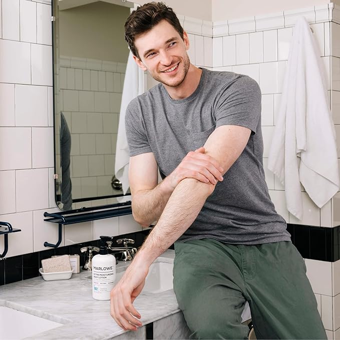 MARLOWE. Body Lotion for Men, 15 oz Pump, Hydrating & Nourishing Daily Moisturizer for Dry Skin, Non-Oily, Clean Vegan Formula with Aloe Vera & Amino Acids, Original Fresh Sage & Fir Scent