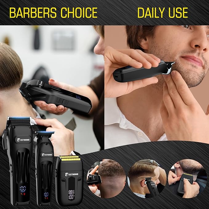 BESTBOMG® Hair Clippers for Men, Clipper, Trimmer & Shaver Set, BS-808A