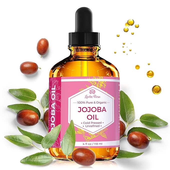 Leven Rose Jojoba Oil Organic Cold Pressed for Skin, Hair & Nails, 4 oz
