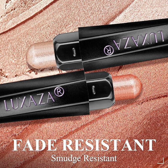 LUXAZA PRO Red Eyeshadow Stick Makeup Set 10PCS, Neutral Shimmer And Matte Cream Eye Shadow Palette, Metallic Bronze Smoky Eyeliner Brightener Crayon Pencil Kit, Ideal Gift for Women -Cashmere Blush