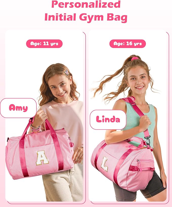 Vogewood Dance Recital Gifts, Girls Travel Duffle Bag Kids Initial Gift