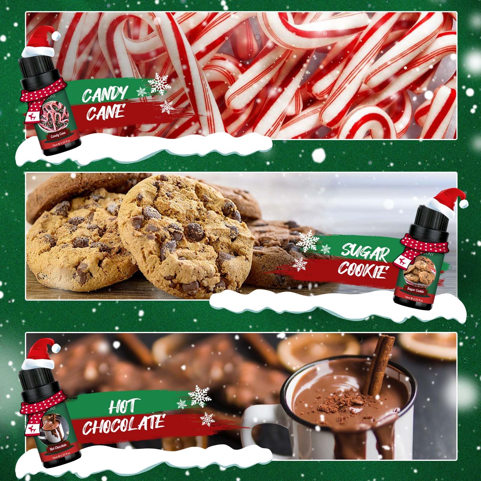 WUSEONY Christmas Fragrance Oils Set, Essential Oils for Diffusers Home, Aromatherapy Oils Gift for Candle Making - Christmas Tree, Apple Cinnamon, Gingerbread, Candy Cane, Sugar Cookie, Hot Chocolate