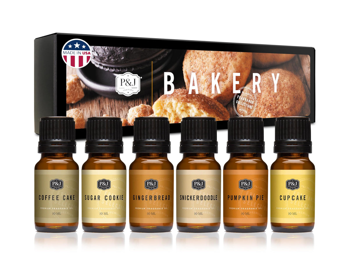 P&J Fragrance Oil Favorites Set | Fresh Cotton, Amber, Leather, Strawberry Shortcake, Lilac, Vanilla for Candle Making, Soap Making Supplies, Diffuser Oils Scents