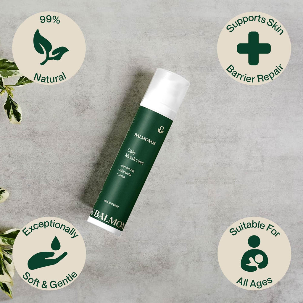 Balmonds - Daily Moisturizing Cream - 3.5oz. (100ml) - 99% Natural Moisturizer - Face & Body - Fragrance Free - Vegan/Cruelty Free - All Skin Types