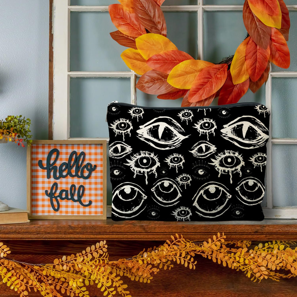 RYYCDOI Goth Makeup Bag, Mystical Gothic Evil Eyes Witchy Cosmetic Bag Toiletry Bag for Women, Witch Stuff, Halloween Makeup Bag, Halloween Gifts for Women