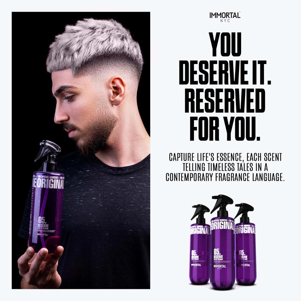 Immortal NYC Reserve 05, After Shave Spray Body/Face Men's Cologne, 17 oz - Exclusive Barbers - Softens Skin - Refreshes/disinfects and Relieves Face and Skin - Moisturizing Formula After Shaving