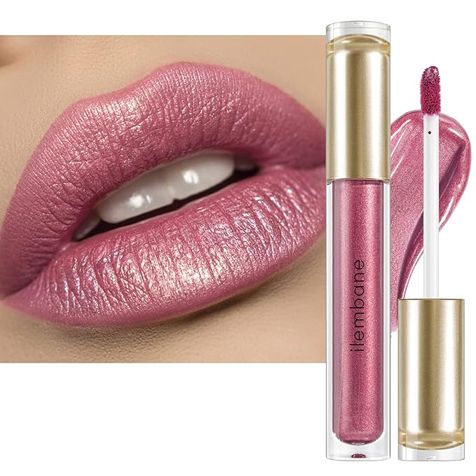 ilembane Mauve Pink Metallic Liquid Lipstick Shimmer Long Wear - Pure Joy