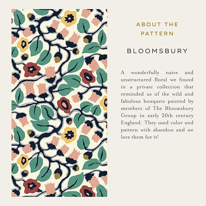 AMÉLIN ARCHIVE Large Canvas Zipper Pouch, Vintage Inspired Pencil Case for Adults, Travel Toiletry Bag, Small Pouch Bag for Supplies, Makeup or Toiletries (Bloomsbury)