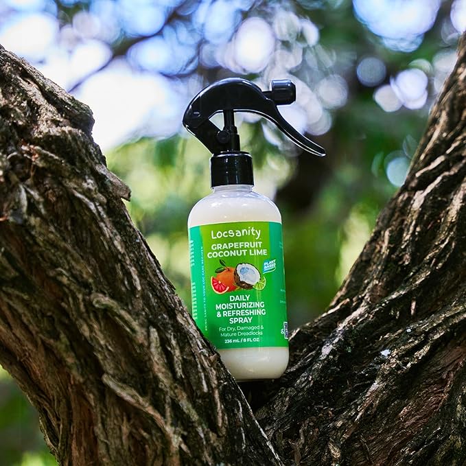 Loc Moisturizing Spray - Locsanity Grapefruit Coconut Lime Daily Hydrating Mist for Locs Dreads & Braids - Rosewater Scalp Moisturizer - 8 fl oz
