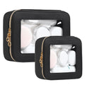 JRQCSJY Leather Clear Makeup Bags Set - Travel Clear Cosmetic Bag Case with Zipper, Transparent TSA Approved Toiletry Bags for Travel Essentials Car Accessories for Women (White, S+M)