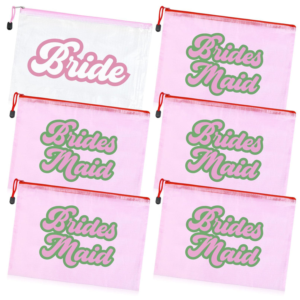 SOIDRAM 6PCS Bridesmaid Makeup Bag Clear Zippered Bag Bridesmaid Proposal Gifts Cosmetic Pouch for Wedding Party Favors Bachelorette Party Decorations Toiletry Organizer Bag Cosmetic Case Gift