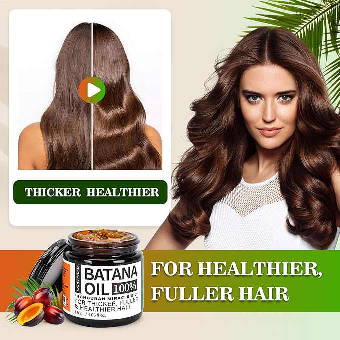 Organic Batana Oil for Hair Growth, 100% Pure Batana from Honduras, Hair Treatment Oil for Thick and Strong Hair,