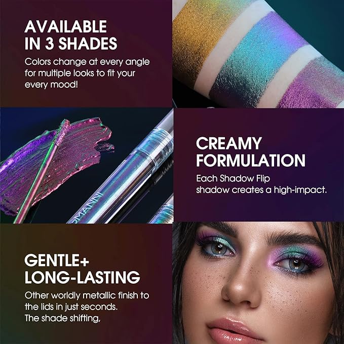 Jolilab 2Pcs Liquid Chameleon Eyeshadow Set, Holographic Multichrome Makeup