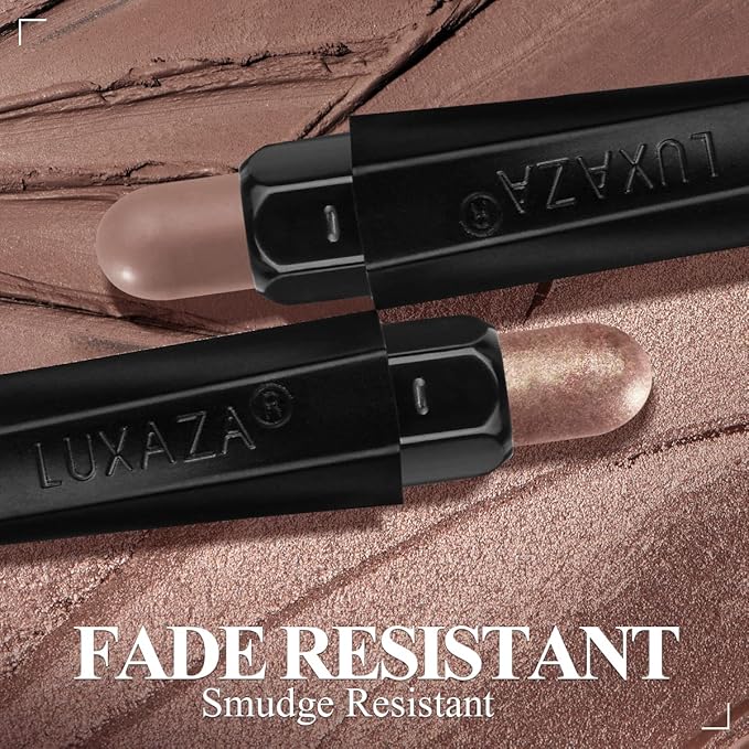 LUXAZA 3 Pcs Cream Eyeshadow Stick Quick Makeup Set Nude Brown Neutral