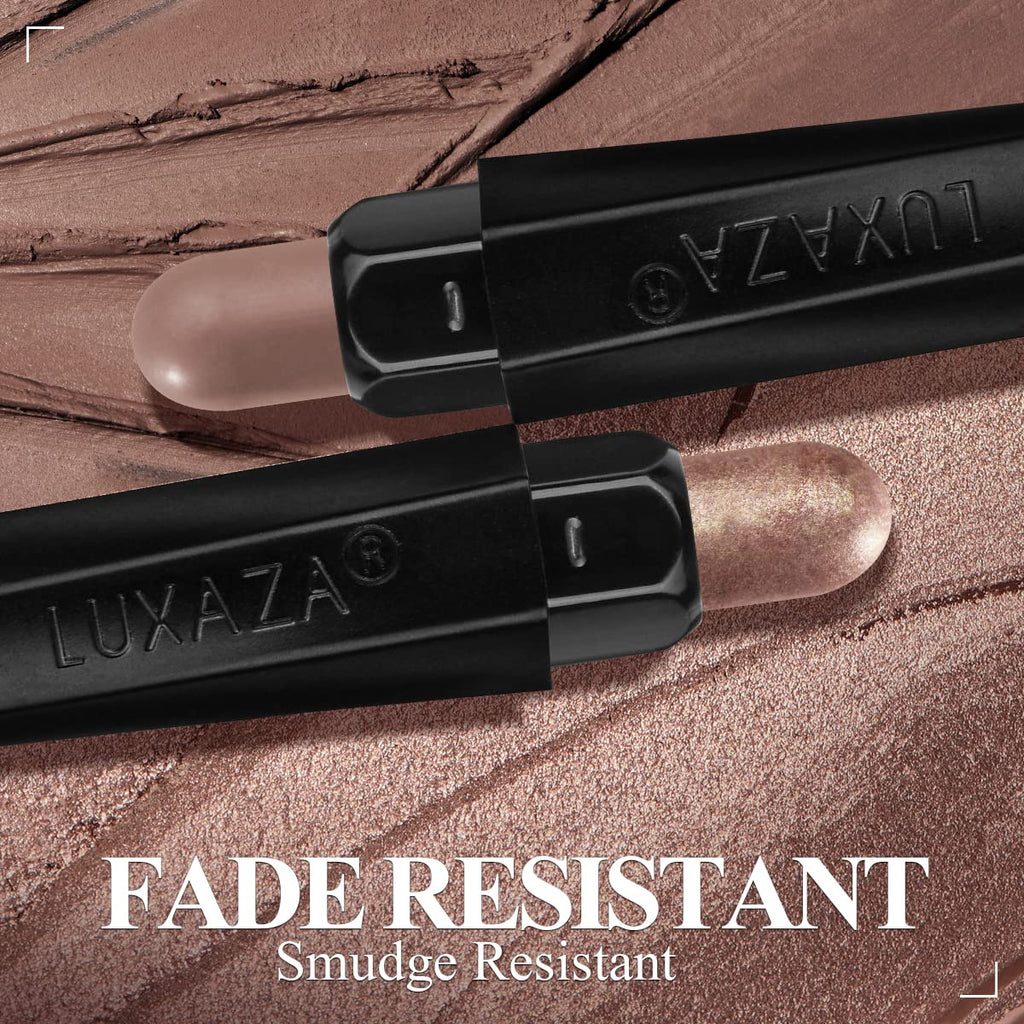LUXAZA 3 Pcs Cream Eyeshadow Stick Quick Makeup Set Nude Brown Neutral