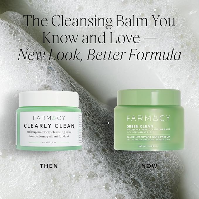 Farmacy Sensitive Skin Makeup Remover Cleansing Balm - Green Clean Waterproof Makeup Remover Balm + Oil Cleanser for Face - Melts Make Up + SPF - Hydrates + Softens Skin - Fragrance-Free (30ml)