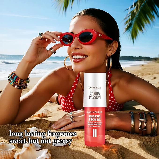 LANIMPRESS 3 FL OZ Hair and Body Fragrance Mist, Eau De Parfum for Women,Warm Aroma,Perfume No.2, Floral Fruit Scent– With Notes of Black Amber Plum,Jasmine, Vanilla,Travel Size Body Spray