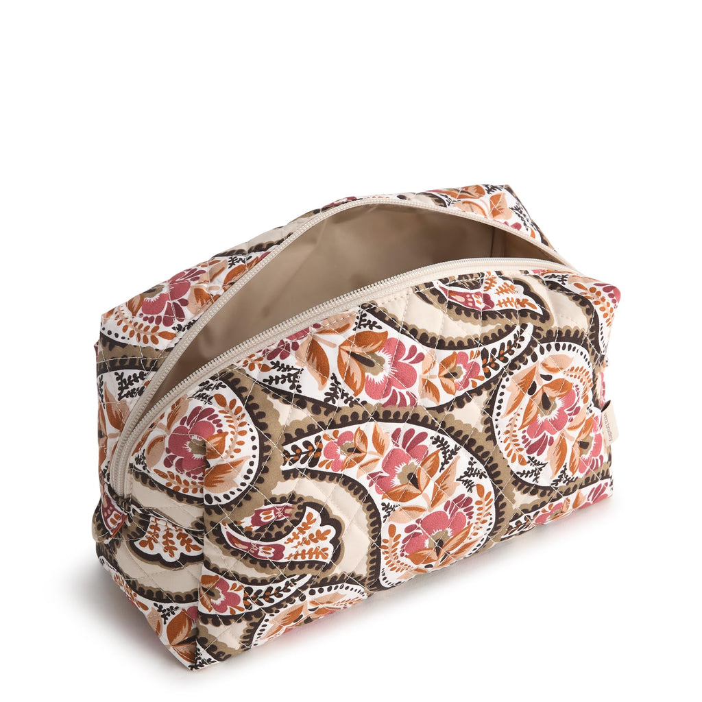 Premium Cotton Large Cosmetic Bag, Blooming Paisley, One Size