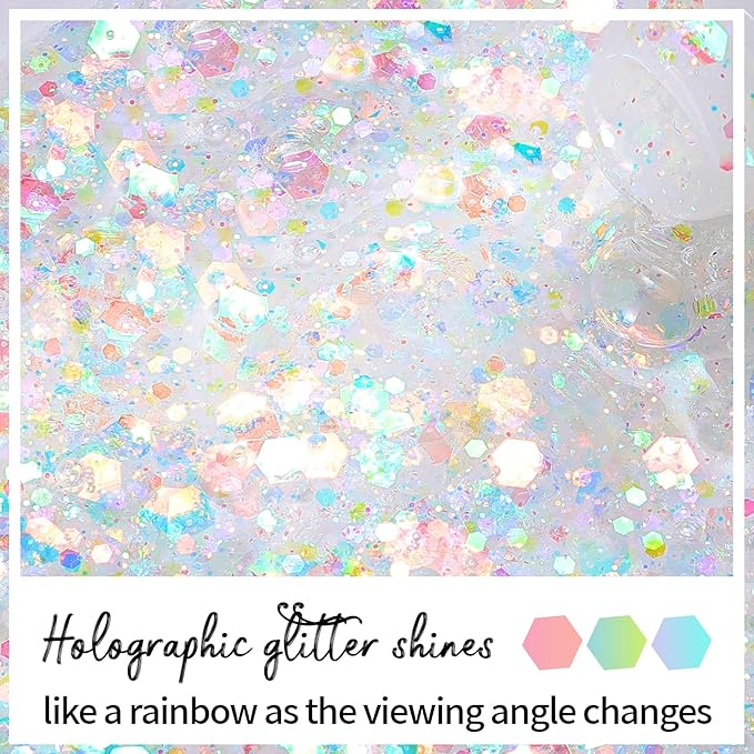 DAGEDA Rainbow Body Glitter Gel, Sparkly Hair Face Glitter Makeup