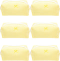 Cozy Makeup Bag for Women,Zipper Cosmetic Pouch,Stripe Yellow,6 Pack