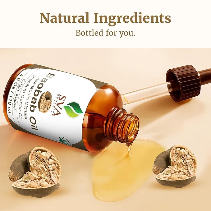 SVA ORGANICS Baobab Seed Carrier Oil with Dropper, 4 Fl Oz (118 ml)