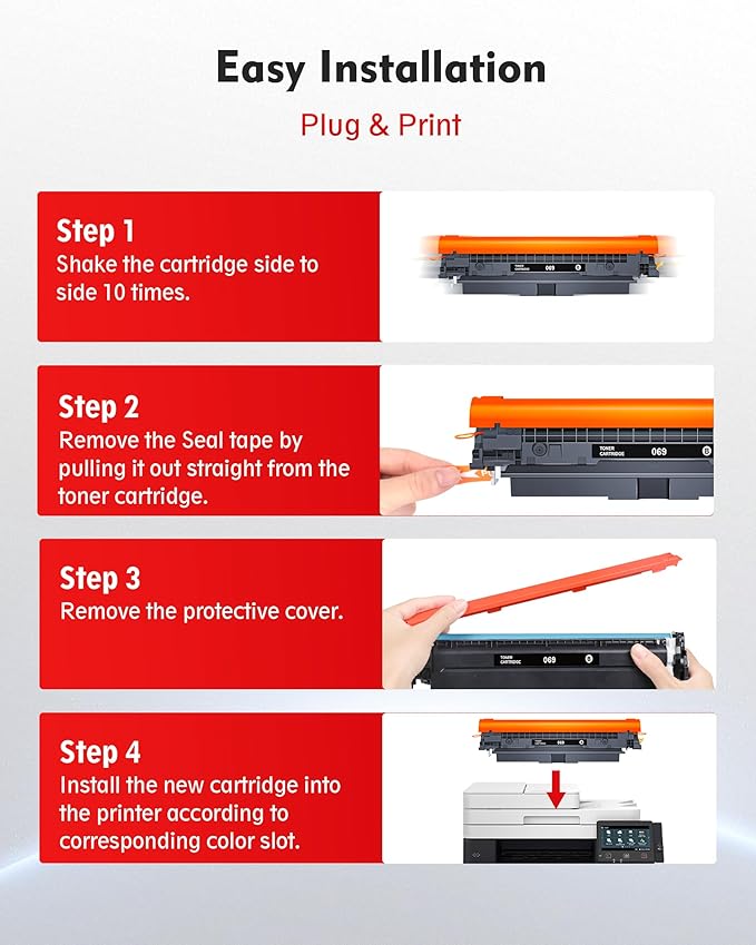 069 Toner Cartridges Set 4 Pack Replacement for Canon 069 069H Mf753cdw