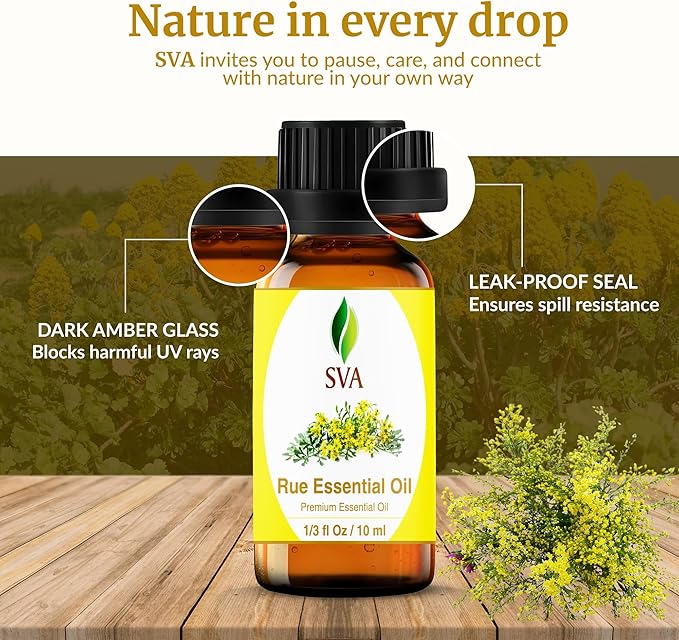 SVA Rue Essential Oil in Glass Bottle, 1/3 Fl Oz (10 ml)