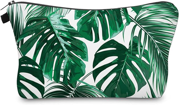 Aiphamy Cute Travel Makeup Bag Cosmetic Bag Small Pouch Gift for Women (Leaves)
