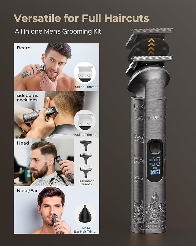 VGRPRO Hair Clippers for Men, Beard Trimmer, Foil Shaver 3-in-1 Clipper Set