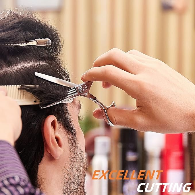 Fengliren High-end Professional Hair Scissors Thinning Shears Barber Hair Cutting Teeth Shears Hairdressing Texturizing Scissor 6 Inch Stainless Steel Alloy For Women Men Kids Salon Hairdresser & Home